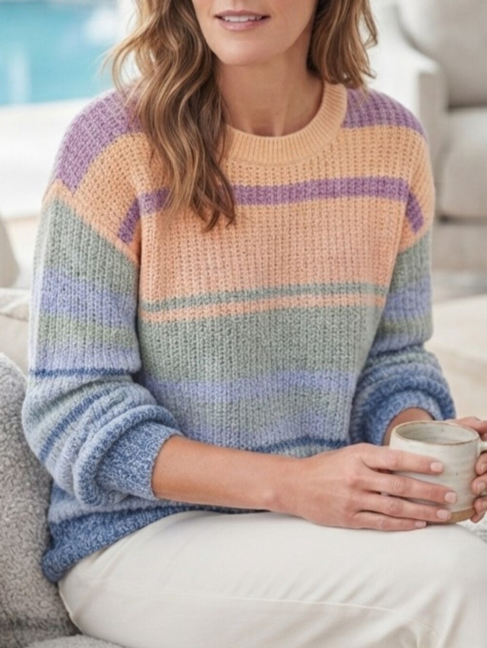 Soft Surroundings Pastel Ombre Knit Sweater Top